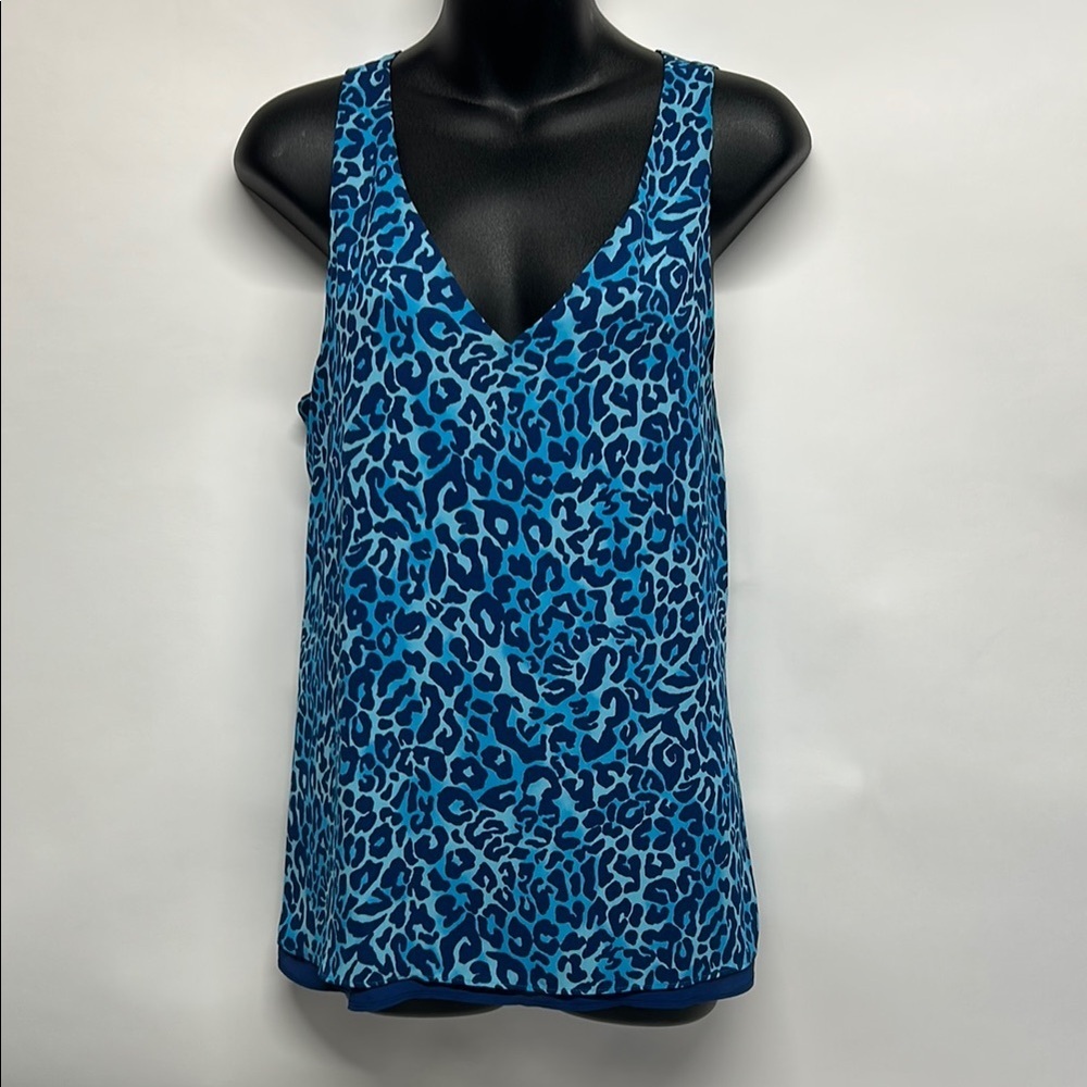 Blue Leopard Print Women's Tank Top Pulitzer size medium reversible
